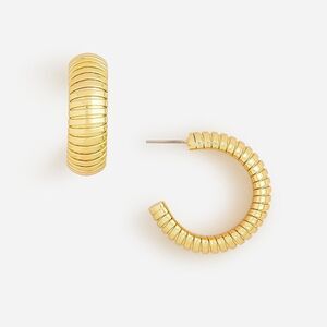 J.CREW Slink Hoop Earrings Gold 1 1/4" Textured Snake Chain Retro Classic 90s